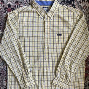 Chaps Yellow Checkered Button Down Shirt